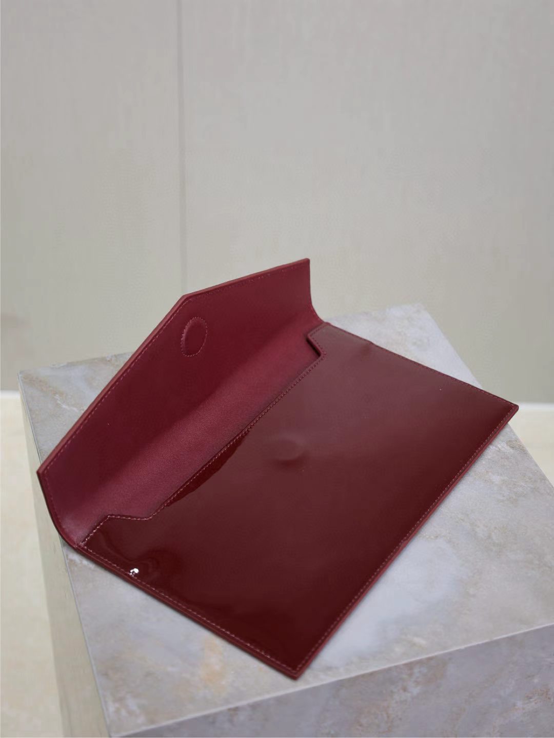 Saint Laurent Burgundy Patent Leather Bag