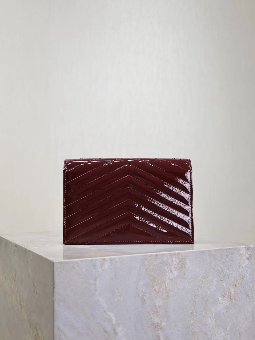 Saint Laurent Burgundy Patent Leather Bag