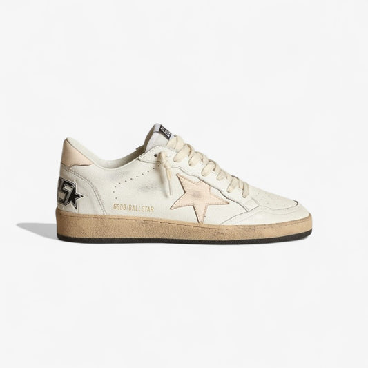 Ball Star Ltd In Nappa Bianca Con Stella In Nappa Color Salmone