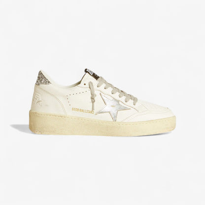 Golden Goose Ball Star 2 Sneaker – White/Silver Glitter