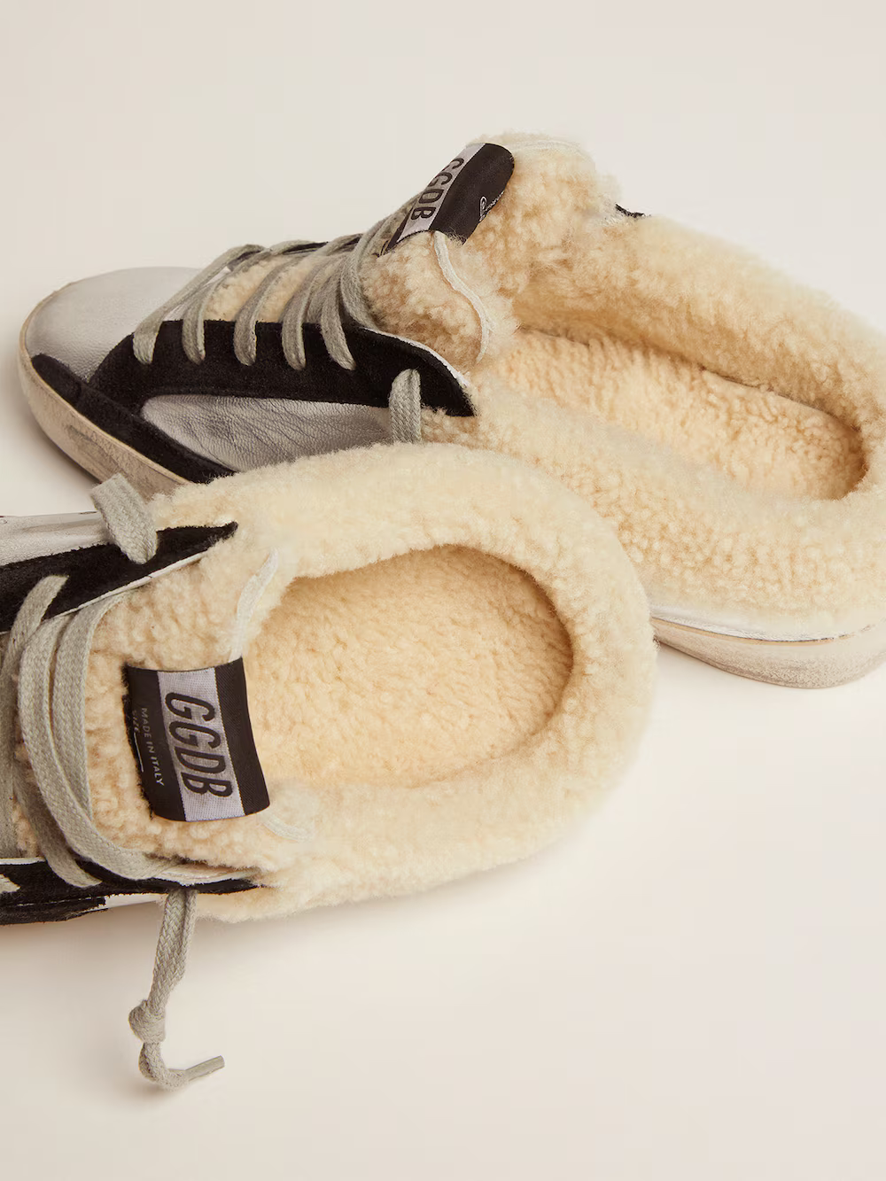 Golden Goose Metallic Mule Superstar with Shearling