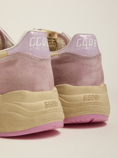 Pastel Pink Running Sole Sneakers With White Star