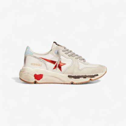 Running Sole Sneakers In Nylon And Suede With Red Laminated Leather Star