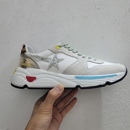 Running Sole Sneakers In Suede With Glitter And Leopard Print