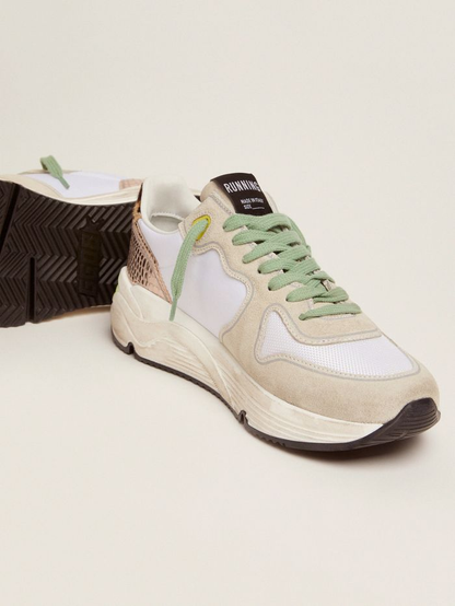 Running Sole Sneakers In Suede With Glitter And Leopard Print