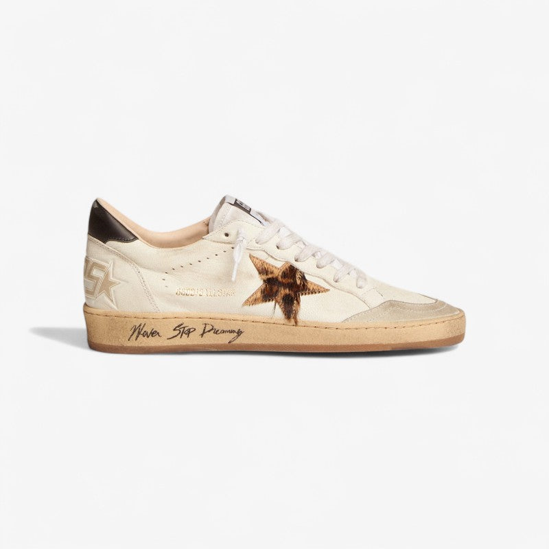 Sneaker Ball Star Con Stella In Cavallino Leopardato E Talloncino In Pelle Nera