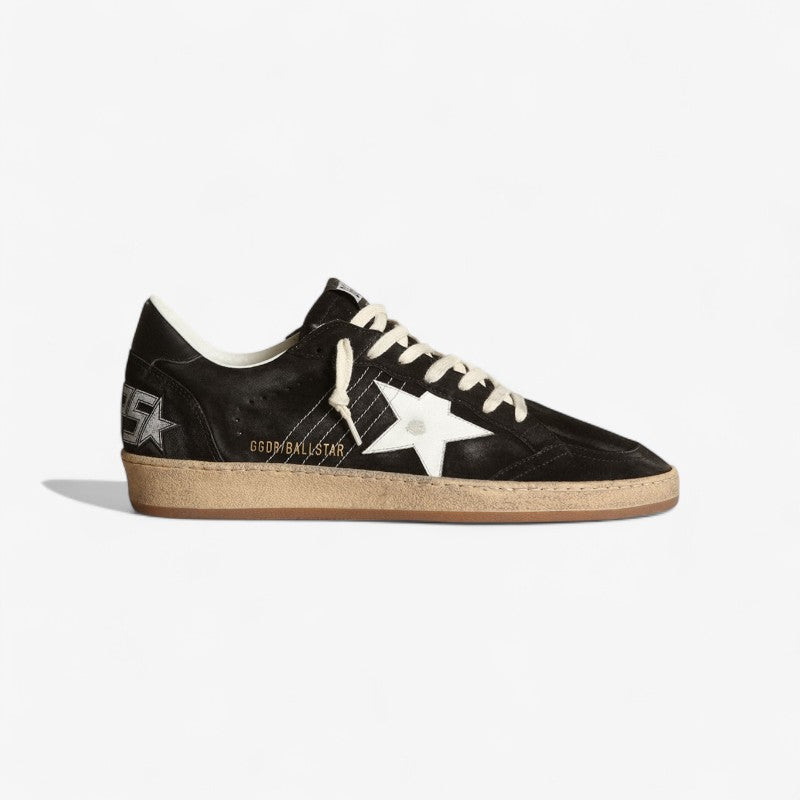 Sneaker Ball Star In Nappa Bianca Con Stella E Talloncino In Glitter Argento