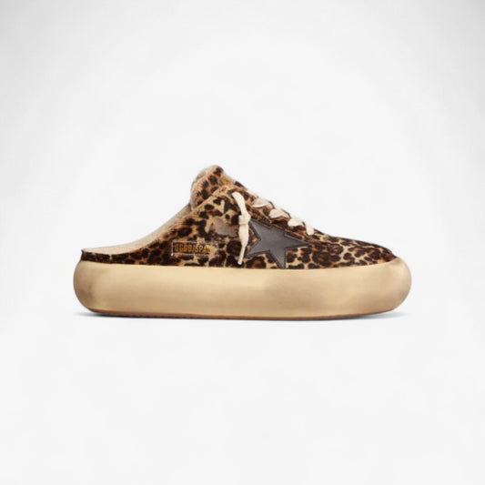 Space-star Sabot Shoes In Animal-print Pony Skin With Shearling Lining