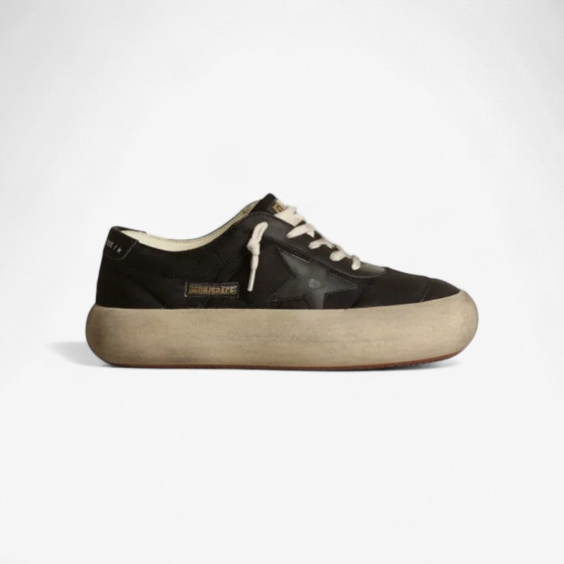 Space-star Shoes In Black Nylon With Black Leather Star And Heel Tab