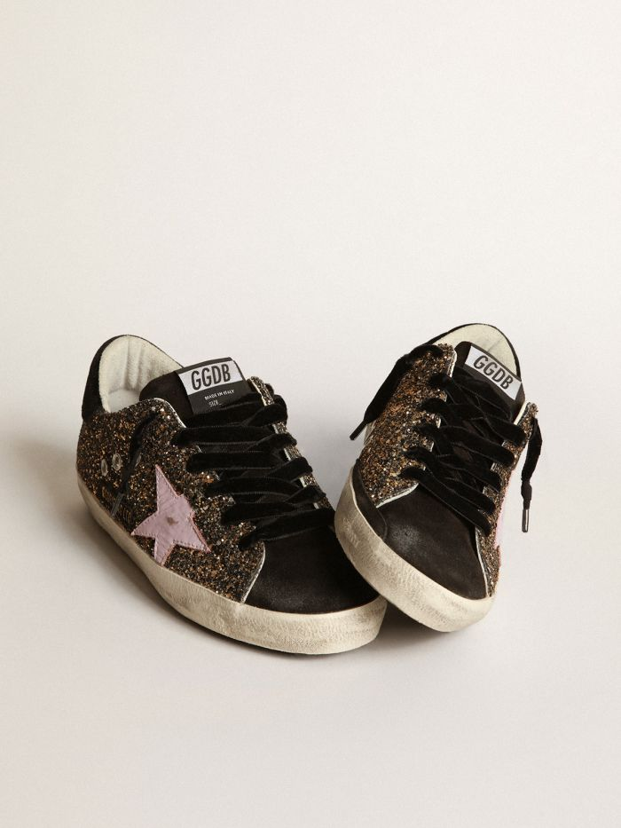 Super-star Sneakers In Glitter With Red Leather Star