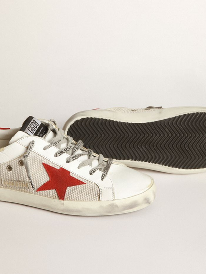 White Superstar Sneakers In Leather With Red Star