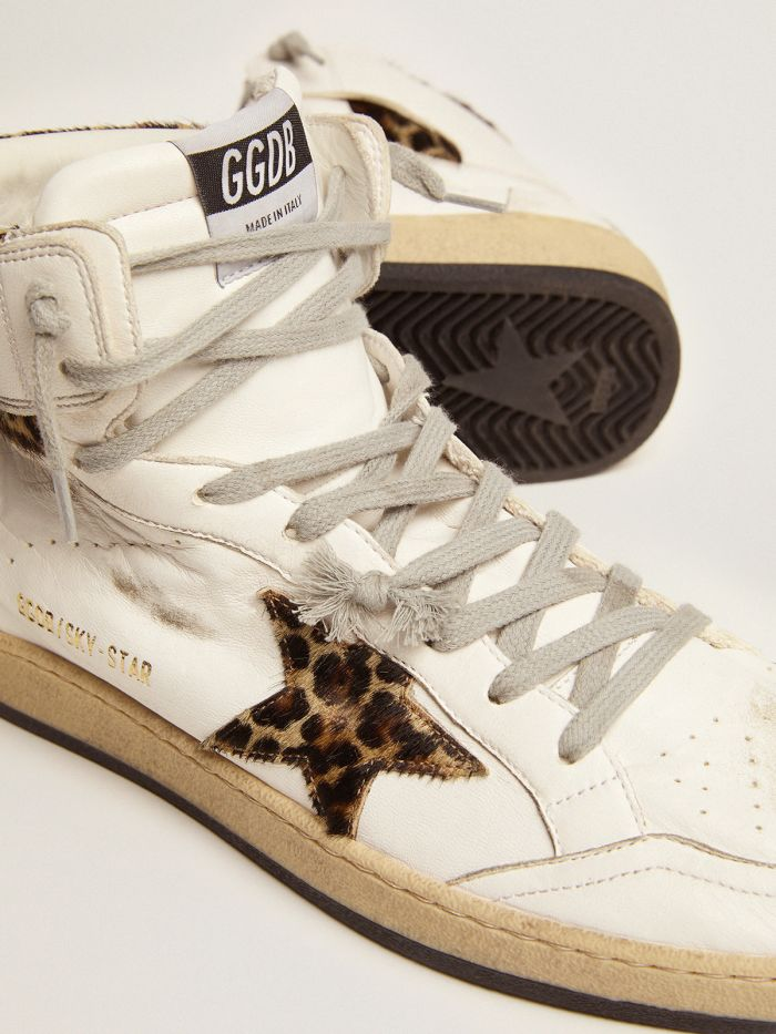 Women’s Sky-star Sneakers With Signature On The Ankle And Leopard-print Pony Skin Inserts