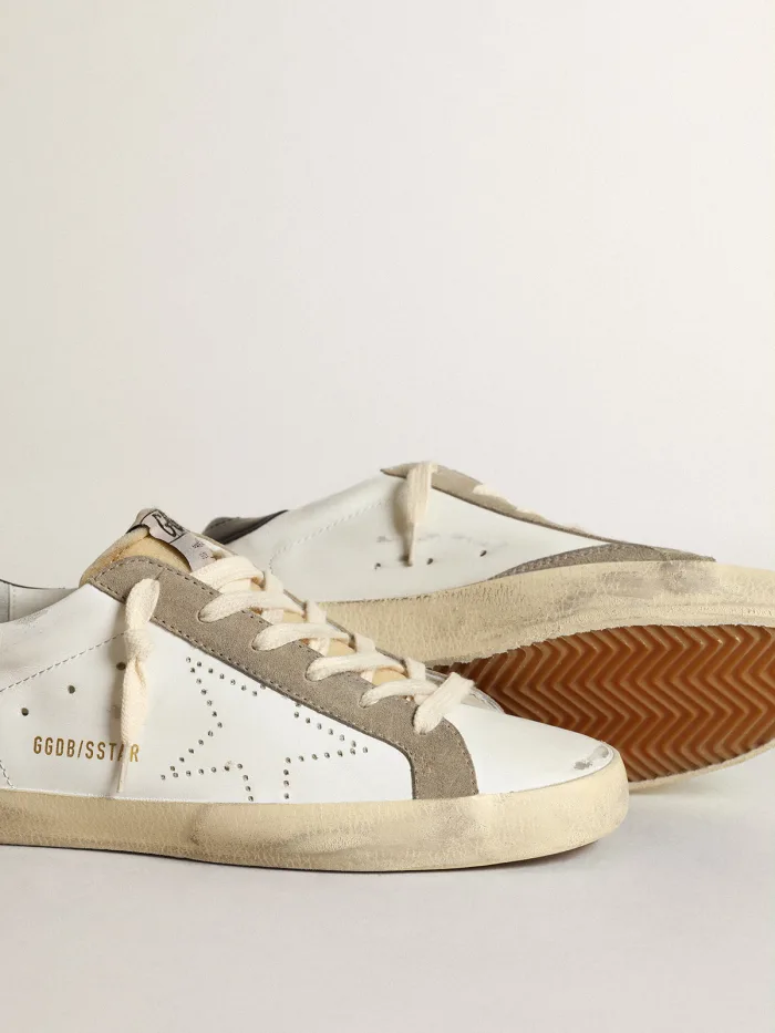 Women's Super-star Sneakers With Perforated Star And Glossy Midnight-blue Leather Heel Tab
