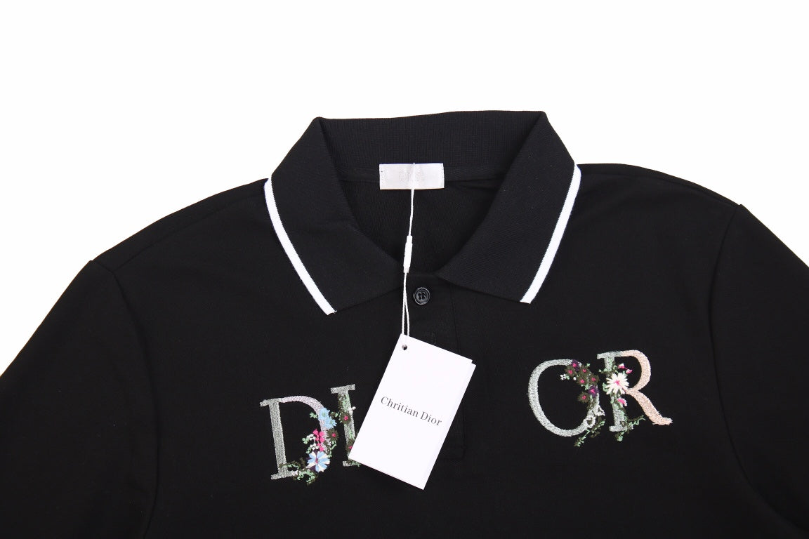 Dior Polo Shirt with Floral Logo Design