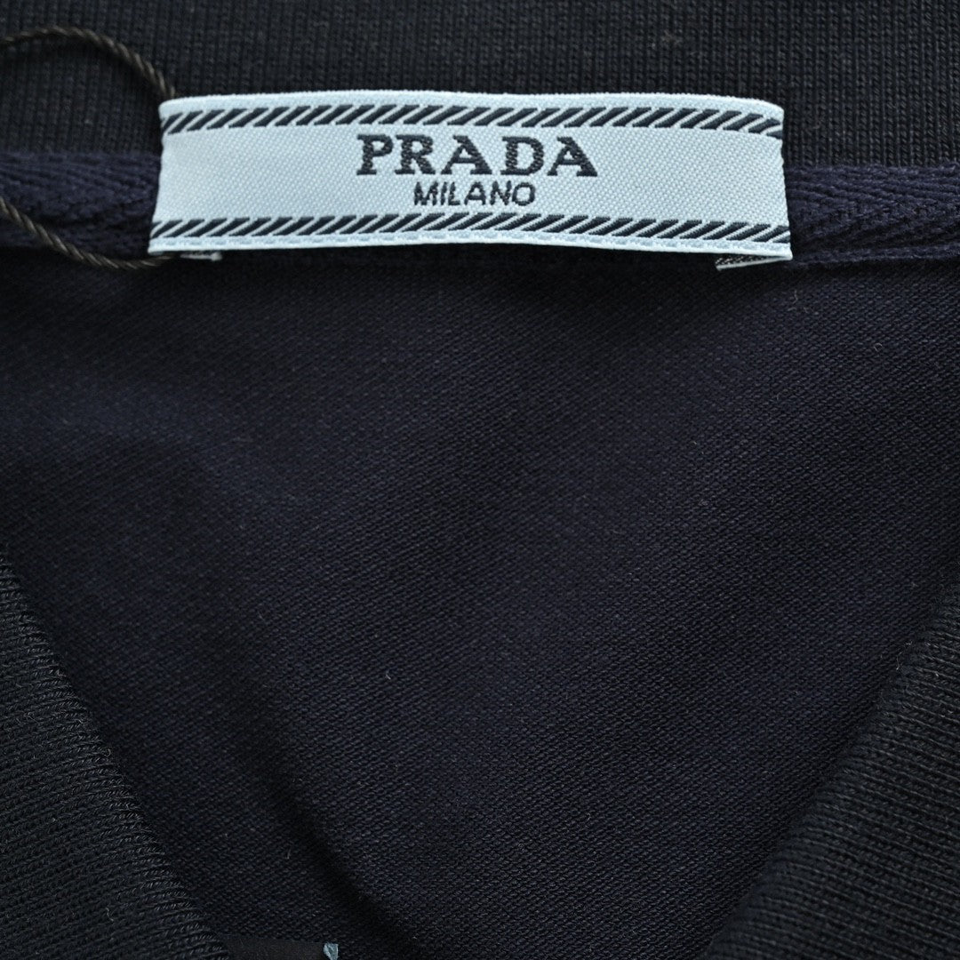 Pra*a logo patch polo shirt