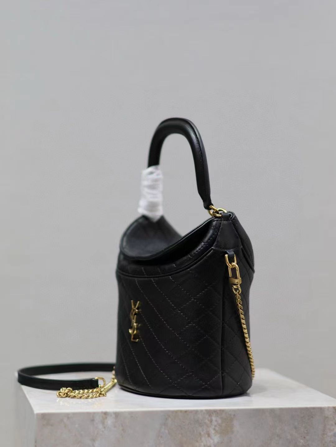 Saint Laurent Black Flap Bucket Bag