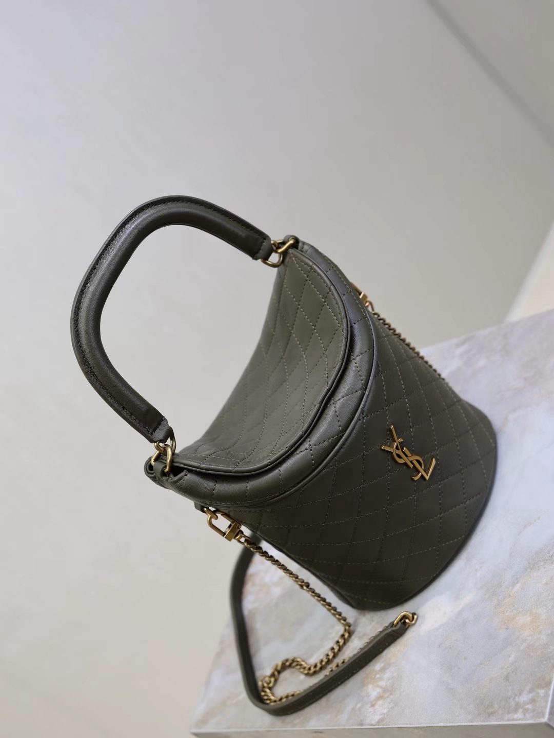 Saint Laurent Green Flap Bucket Bag