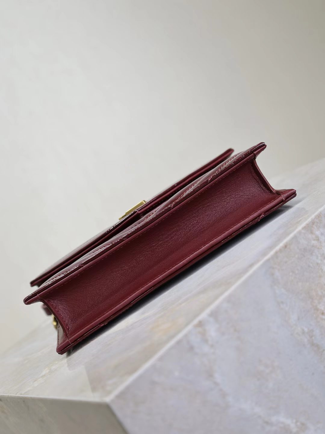 Saint Laurent Burgundy Patent Leather Bag