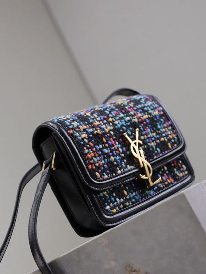 Saint Laurent Coffee Black Floral Calfskin Bag
