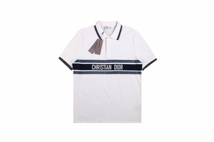 Christian Dior "Striped Logo" Polo Shirt