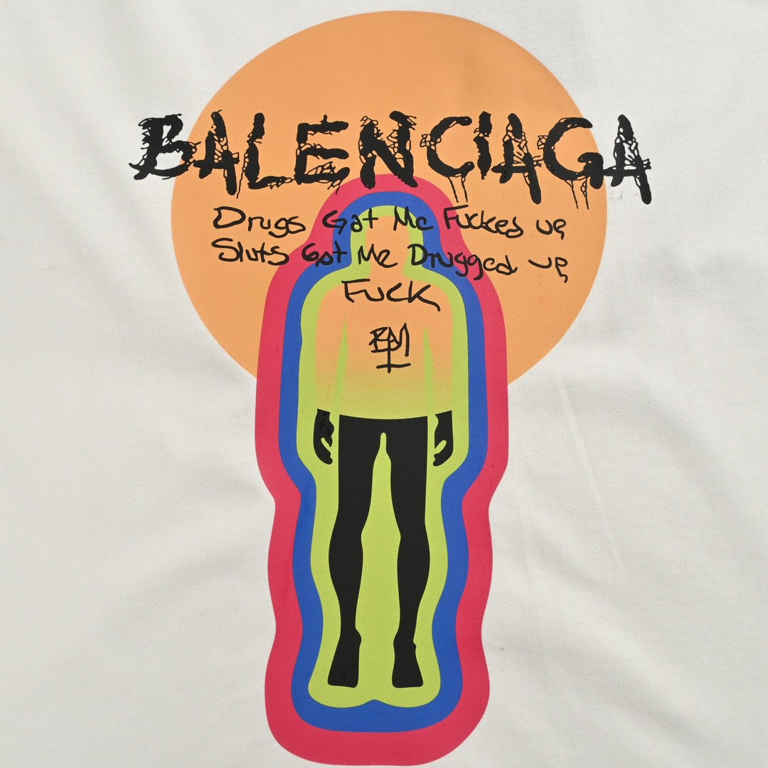 Ba*len*cia*ga white t-shirt with graphic design