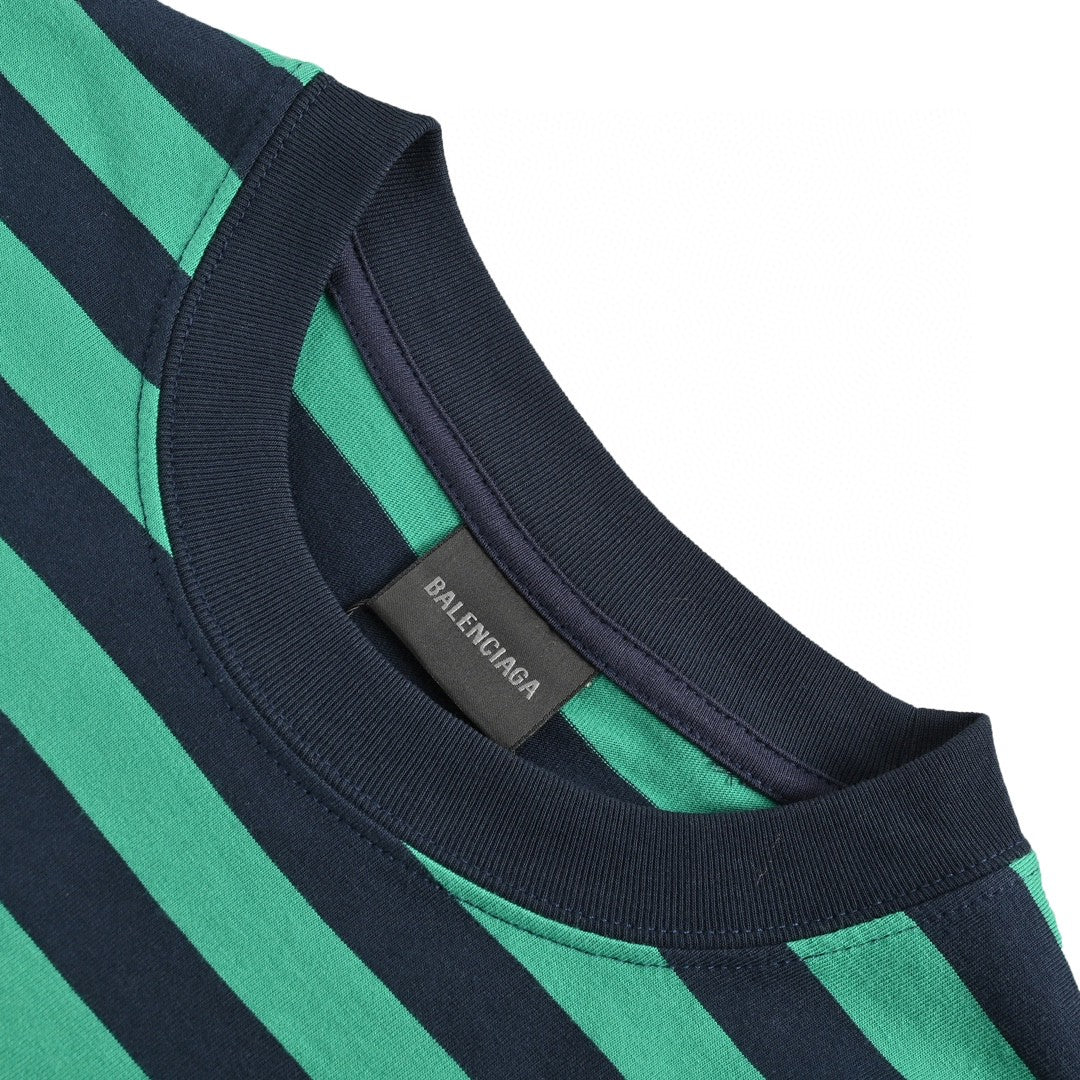 Ba*len*cia*ga green and black striped t-shirt