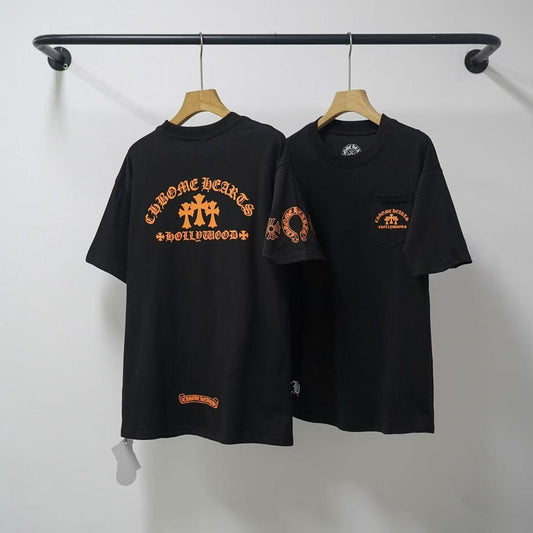 Chrome Hearts Classic Crewneck T-Shirt in Black/Orange
