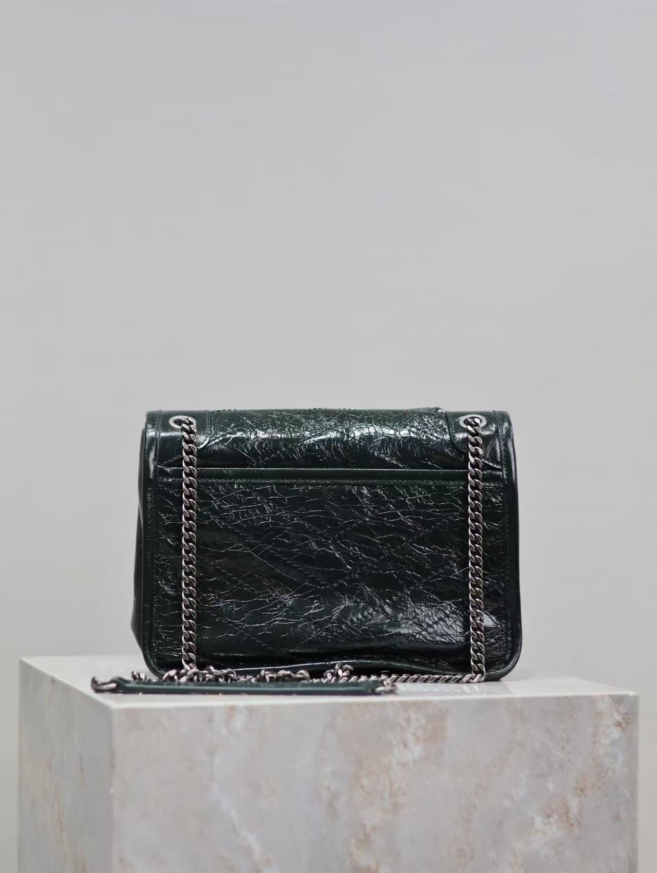 Saint Laurent Black Waxed Leather Bag
