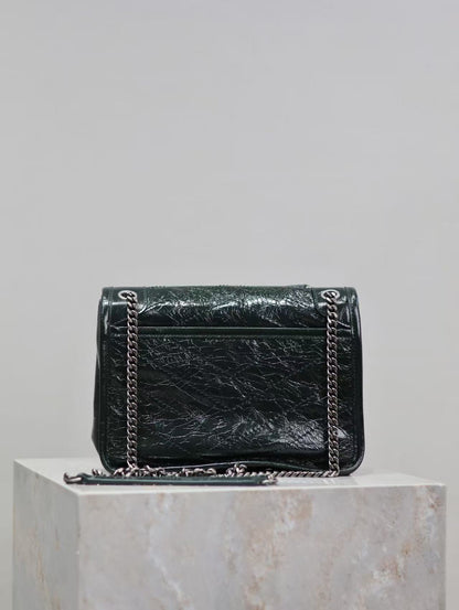 Saint Laurent Black Waxed Leather Bag
