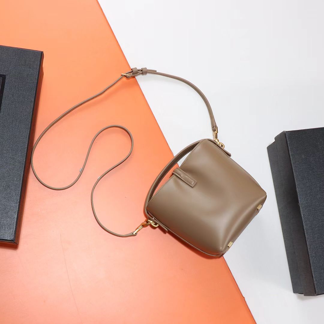 Saint Laurent Taupe Leather Crossbody Bag