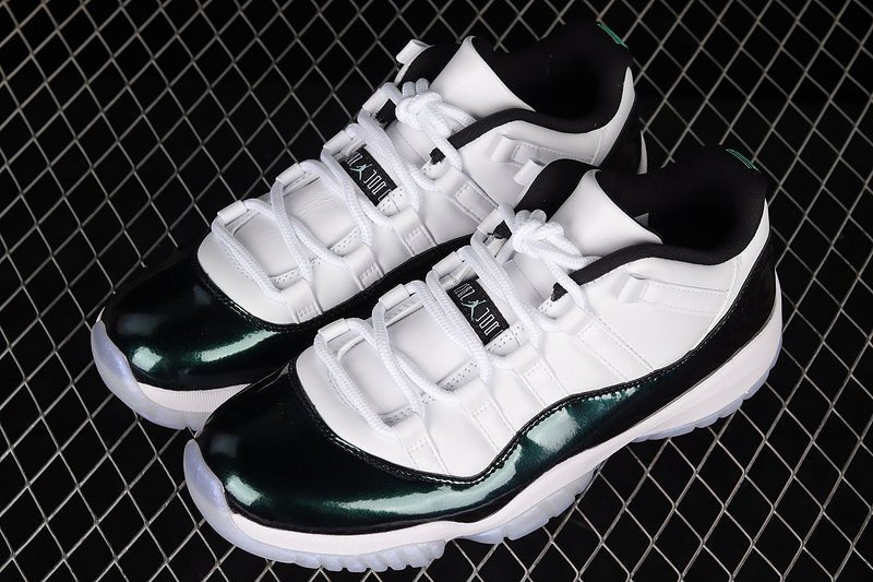 AIR JORDAN 11 RETRO LOW EMERALD WHITE/EMERALD RISE - BLACK - Prime Reps