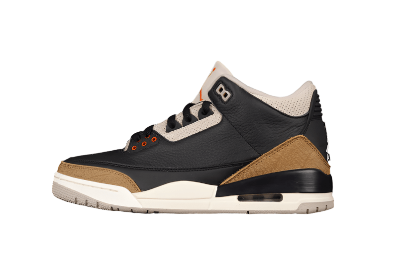 AIR JORDAN 3 RETRO DESERT ELEPHANT BLACK/RUSH ORANGE - FOSSIL STONE - Prime Reps