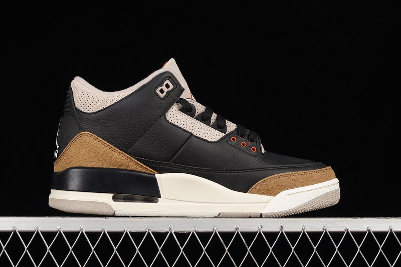 AIR JORDAN 3 RETRO DESERT ELEPHANT BLACK/RUSH ORANGE - FOSSIL STONE - Prime Reps