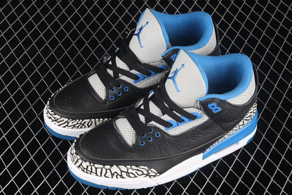 AIR JORDAN 3 RETRO SPORT BLUE - WOLF GREY/BLACK - Prime Reps