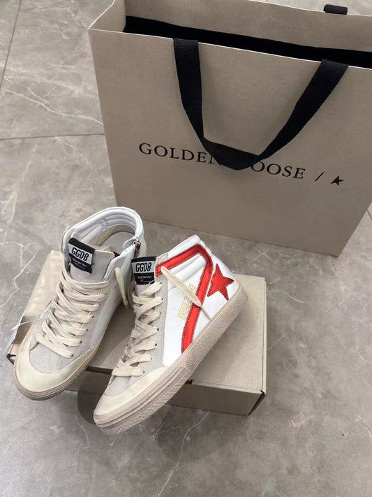 Golden Goose Slide High-Top Red Canvas Sneaker