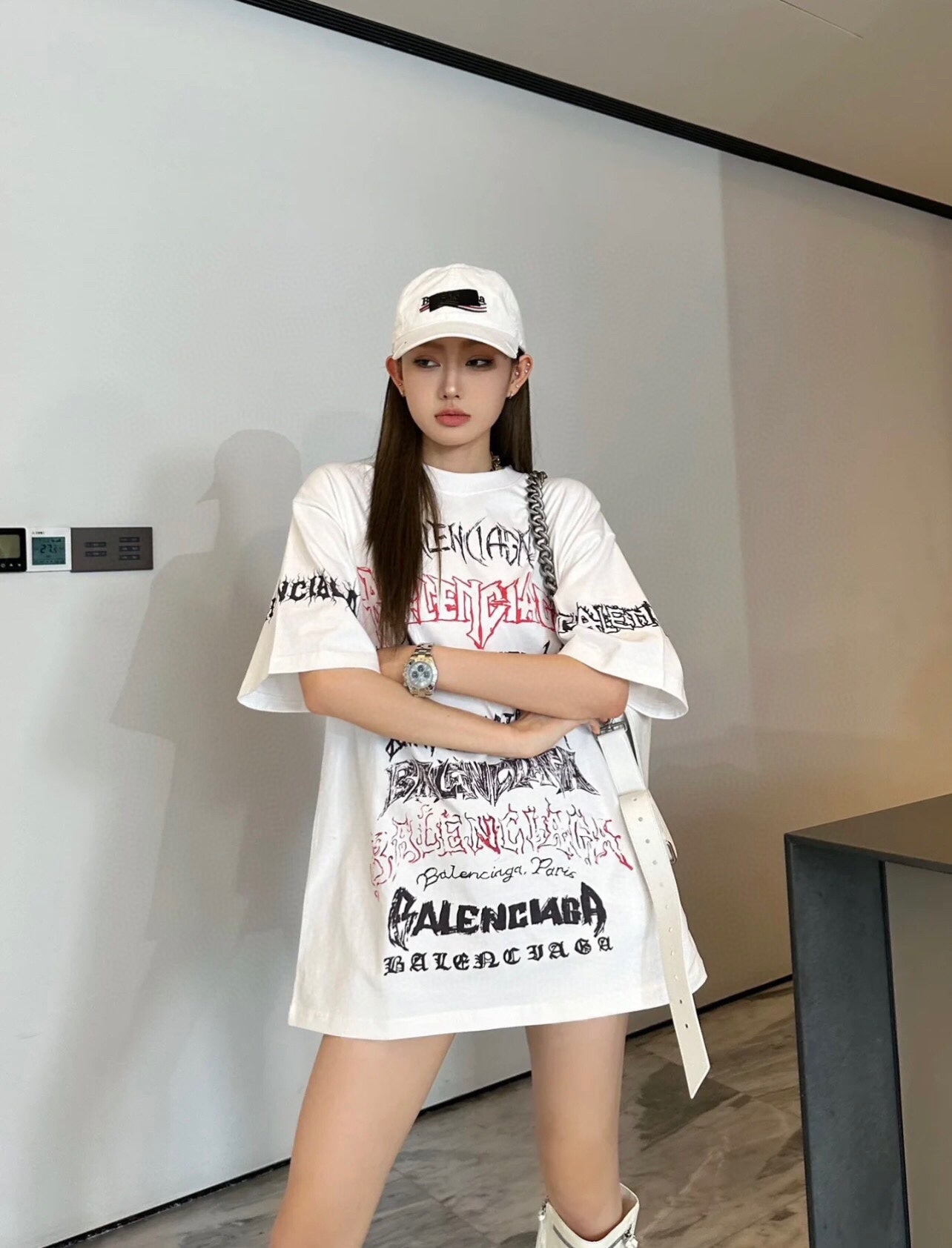 Ba*len*cia*ga multi-logo t-shirt (white)