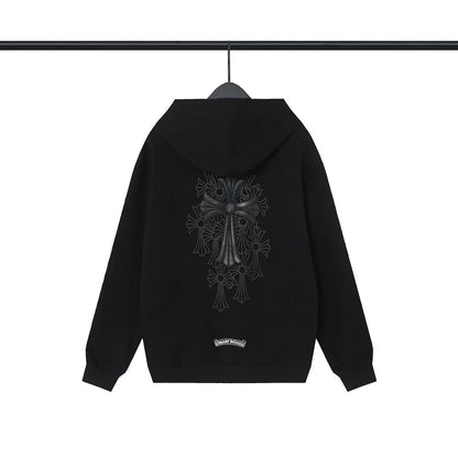 CHROME HEARTS Black Cross Zip-Up Hoodie