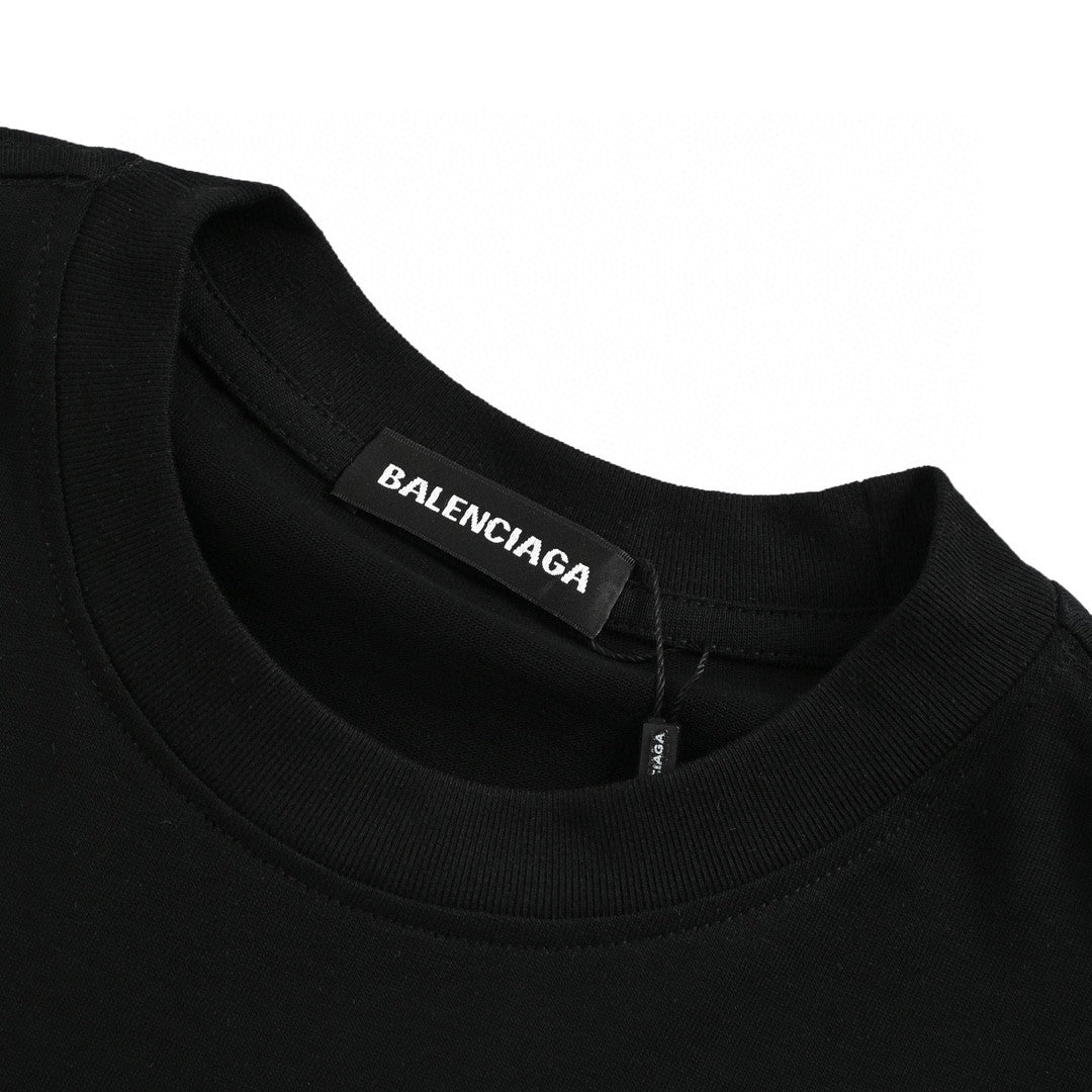 Balenciaga Black T-Shirt with Graphic Design