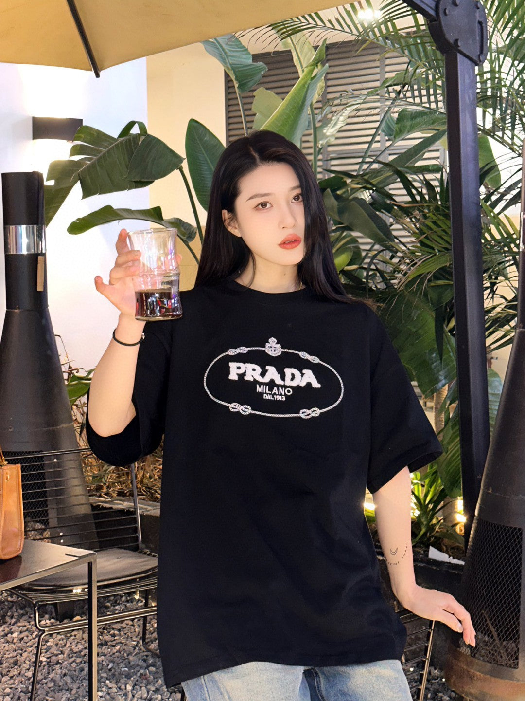 Pra*a milano black logo t-shirt