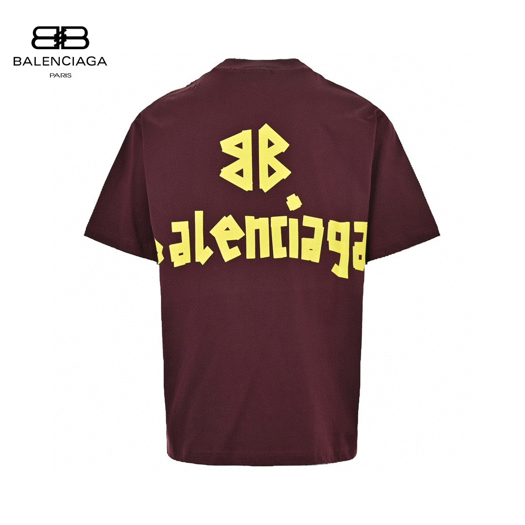 Ba*len*cia*ga burgundy logo t-shirt