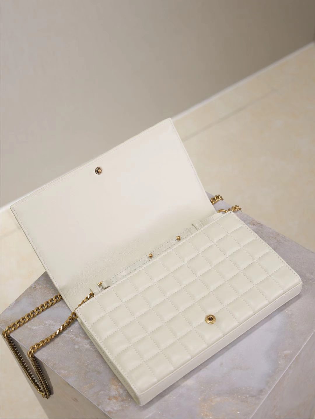 Saint Laurent White Quilted Lambskin Bag