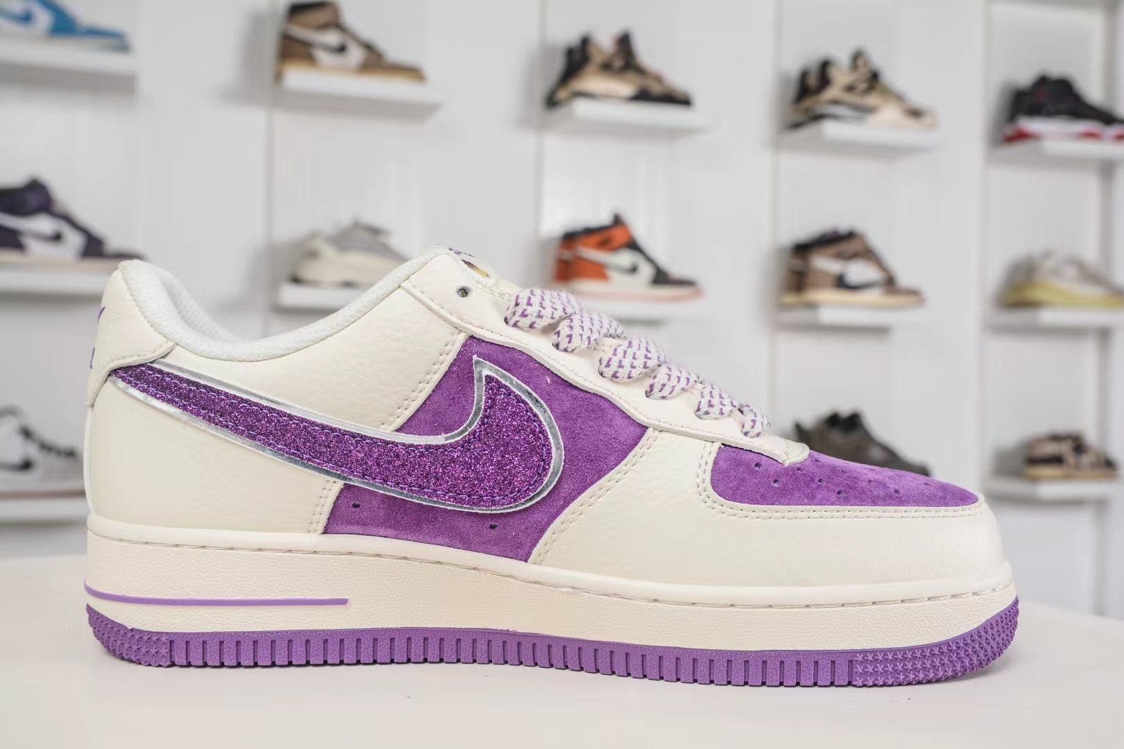 Nike Air Force 1 '07 "Glitter Swoosh – Pink/Purple" – Sparkling Statement