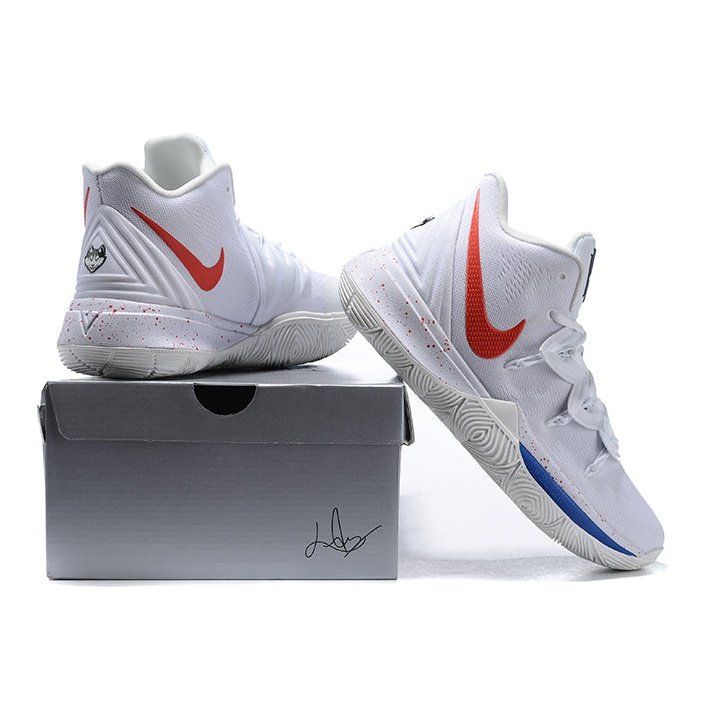 Kyrie 5 white on sale red