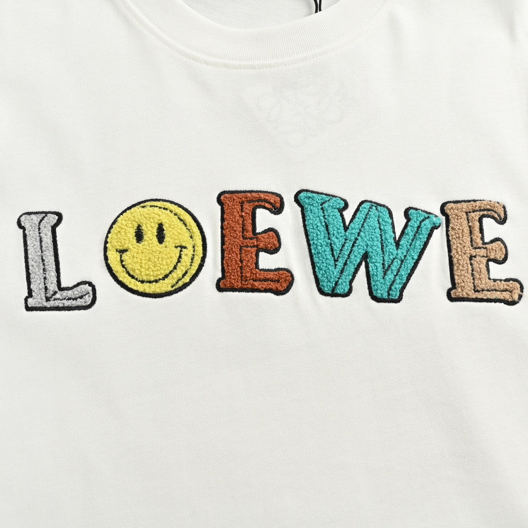 Loewe White T-Shirt with Multicolored Logo