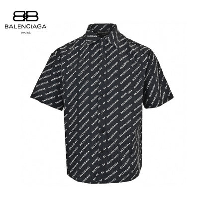 Balenciaga All - Over Logo Print Shirt (Black) - Prime Reps