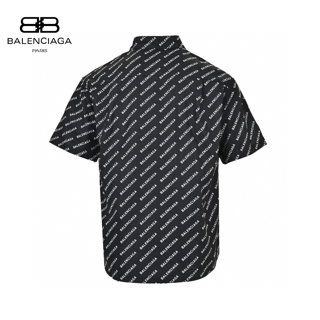 Balenciaga All - Over Logo Print Shirt (Black) - Prime Reps