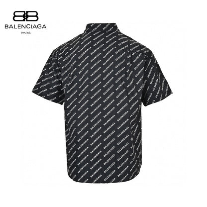 Balenciaga All - Over Logo Print Shirt (Black) - Prime Reps