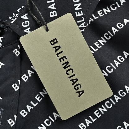 Balenciaga All - Over Logo Print Shirt (Black) - Prime Reps