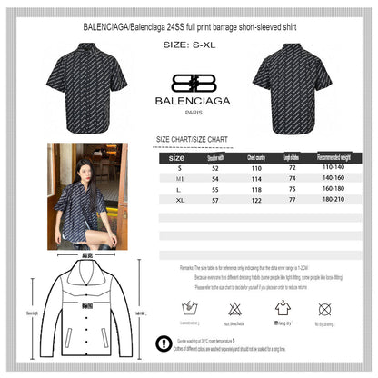 Balenciaga All - Over Logo Print Shirt (Black) - Prime Reps