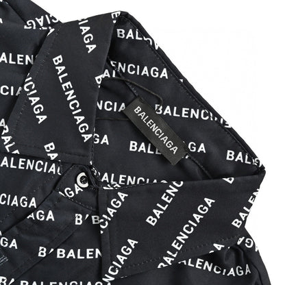 Balenciaga All - Over Logo Print Shirt (Black) - Prime Reps